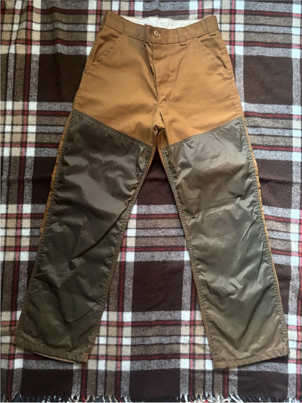 Men's Two-Tone Tan and Olive Cargo Pants